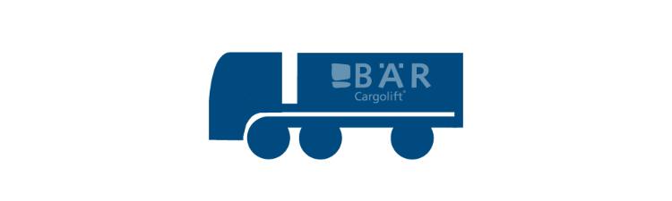 Il pittogramma blu mostra una semirimorchio City vista di lato con il logo Bar Cargolift